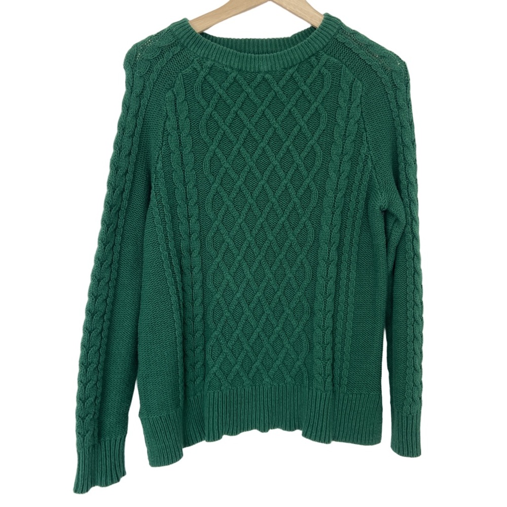 OLD NAVY KELLY GREEN CABLE KNIT FISHERMEN STYLE SWEATER, MEDIUM